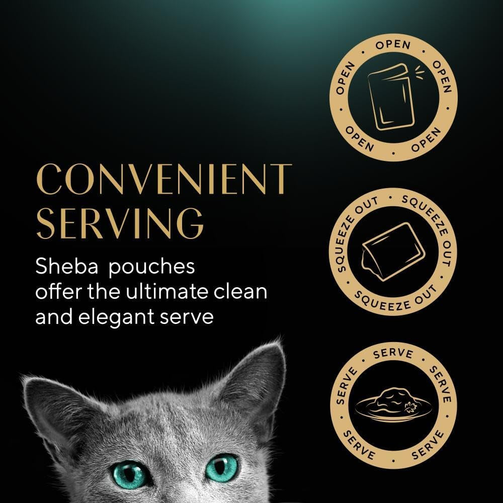 Sheba Fine Flakes in Jelly – Poultry Collection – Wet Cat Food Pouches for Adult