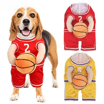 Cute Dog Basketball Costume Halloween Cosplay S/M/L Pet Decoration Clothes Holding Ball Breathable Puppy Player Costume Funny