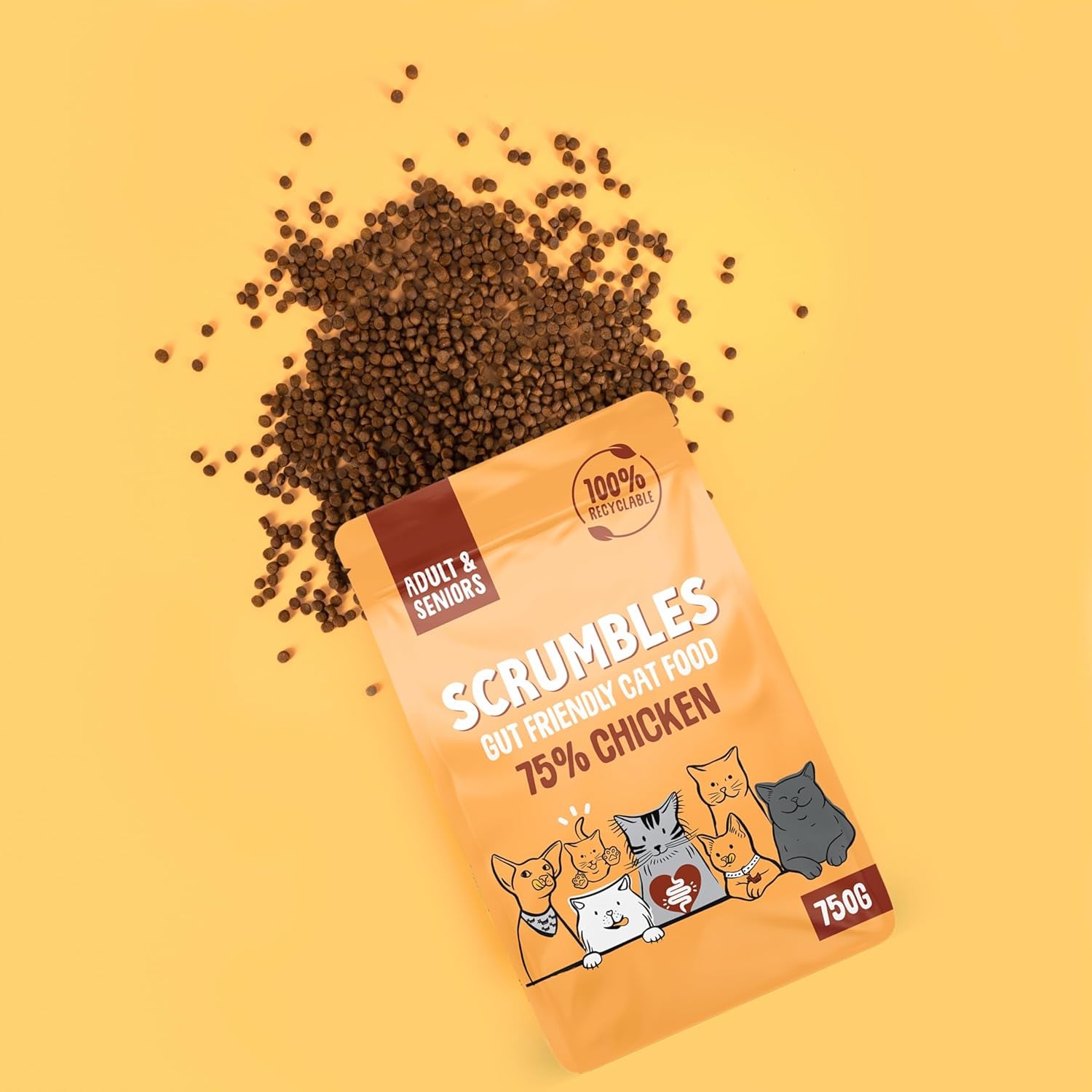 Scrumbles Adult and Senior Cats Dry Food, 750G