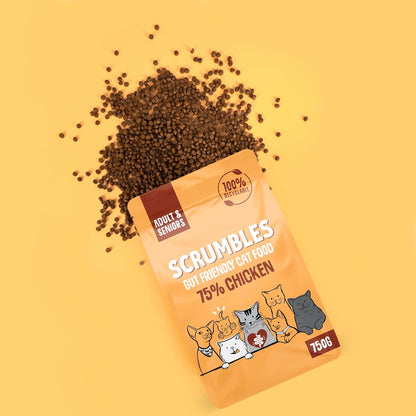 Scrumbles Adult and Senior Cats Dry Food, 750G