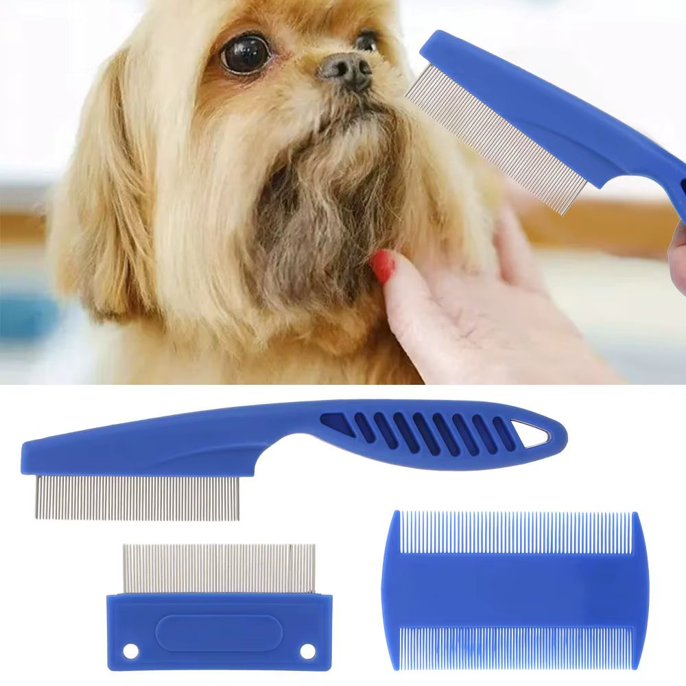 6 Pcs/Set Pet Flea Comb Stainless Steel Head Lice Comb Fine Tooth Dogs Cats Grooming Combs Dematting Tool Pet Tear Stain Remove