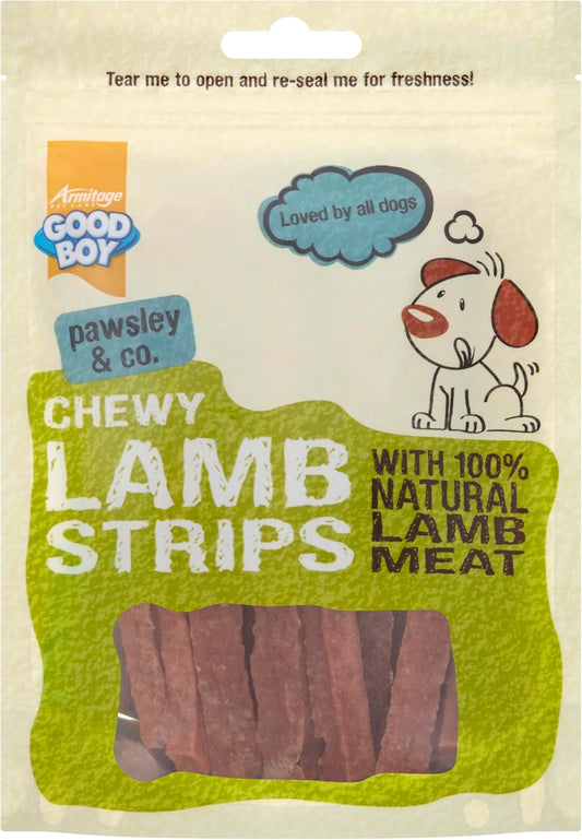 Pawsley & Co Good Boy Lamb Strips 80G, Transparent