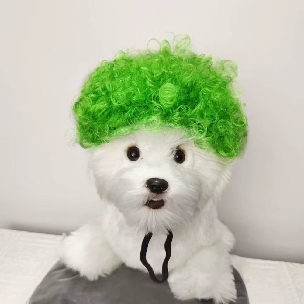 Creative Funny Pet Wig Adjustable Afro Design Dog Wig Elastic Band Design Cat Wig Pet Cosplay Props Photography Prank Gifts