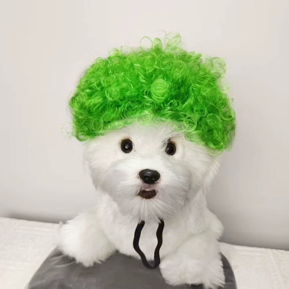Creative Funny Pet Wig Adjustable Afro Design Dog Wig Elastic Band Design Cat Wig Pet Cosplay Props Photography Prank Gifts