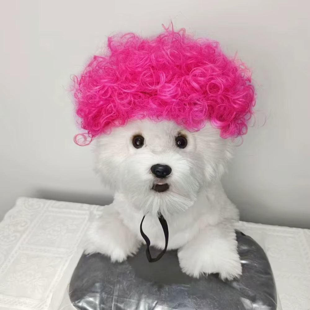 Creative Funny Pet Wig Adjustable Afro Design Dog Wig Elastic Band Design Cat Wig Pet Cosplay Props Photography Prank Gifts