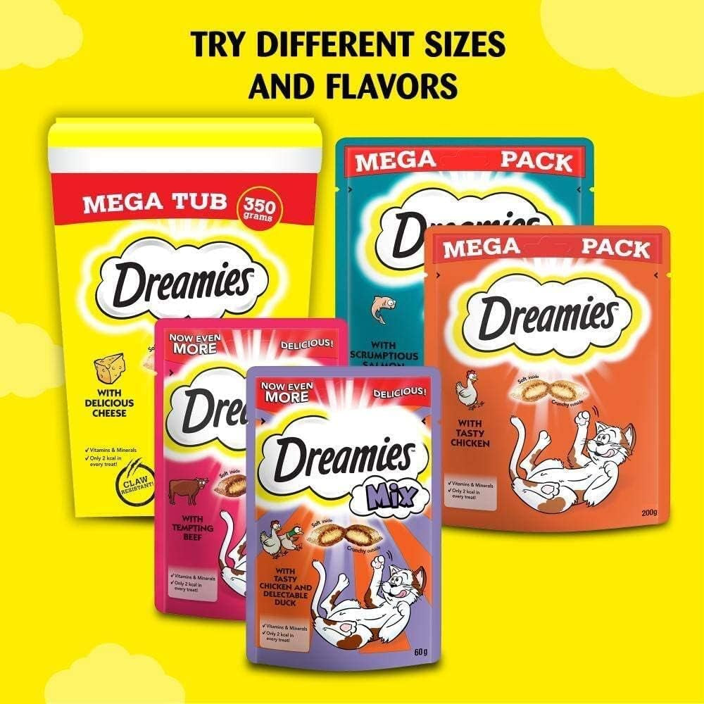 Dreamies Chicken Cat Treats - 2X350G - Multipack Snacks 2 Mega Tubs - Bulk Cat Food