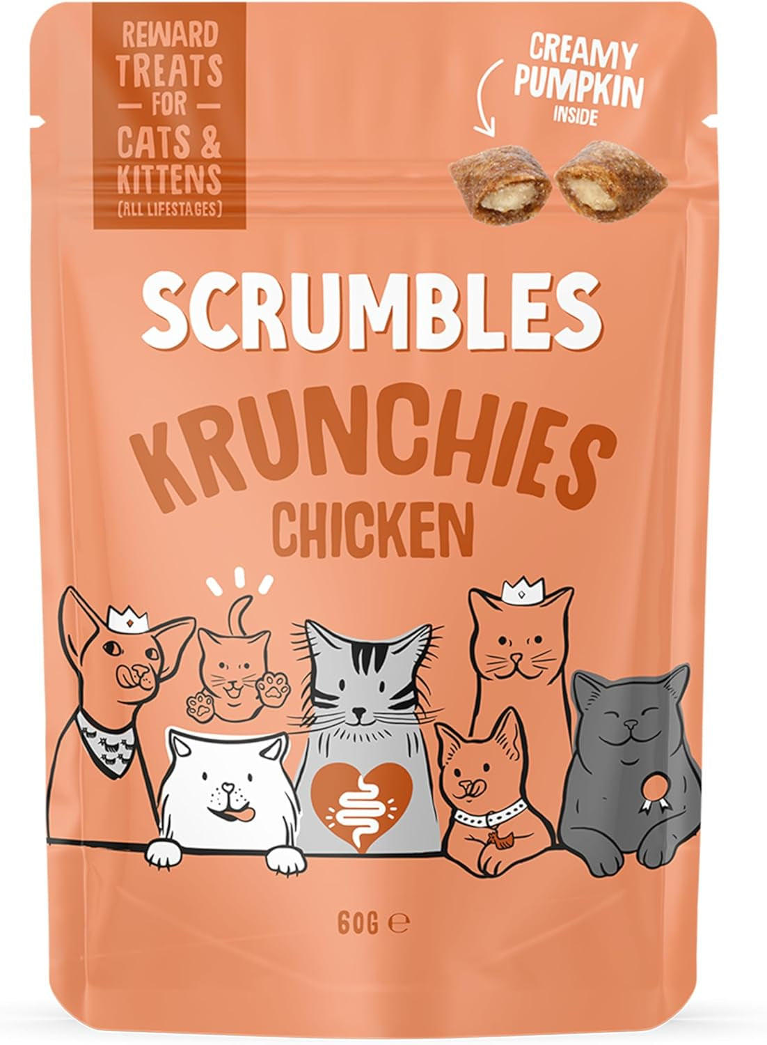 Scrumbles Chicken Krunchies, Pillow Cat Treats, 60G