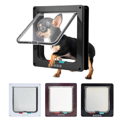 Puppy Kitten Safety In&Out Pet Door with 4 Way Security Lock Dog Cat Kitten Flap Door Transparent Thin Cat Door Safety Pet Door