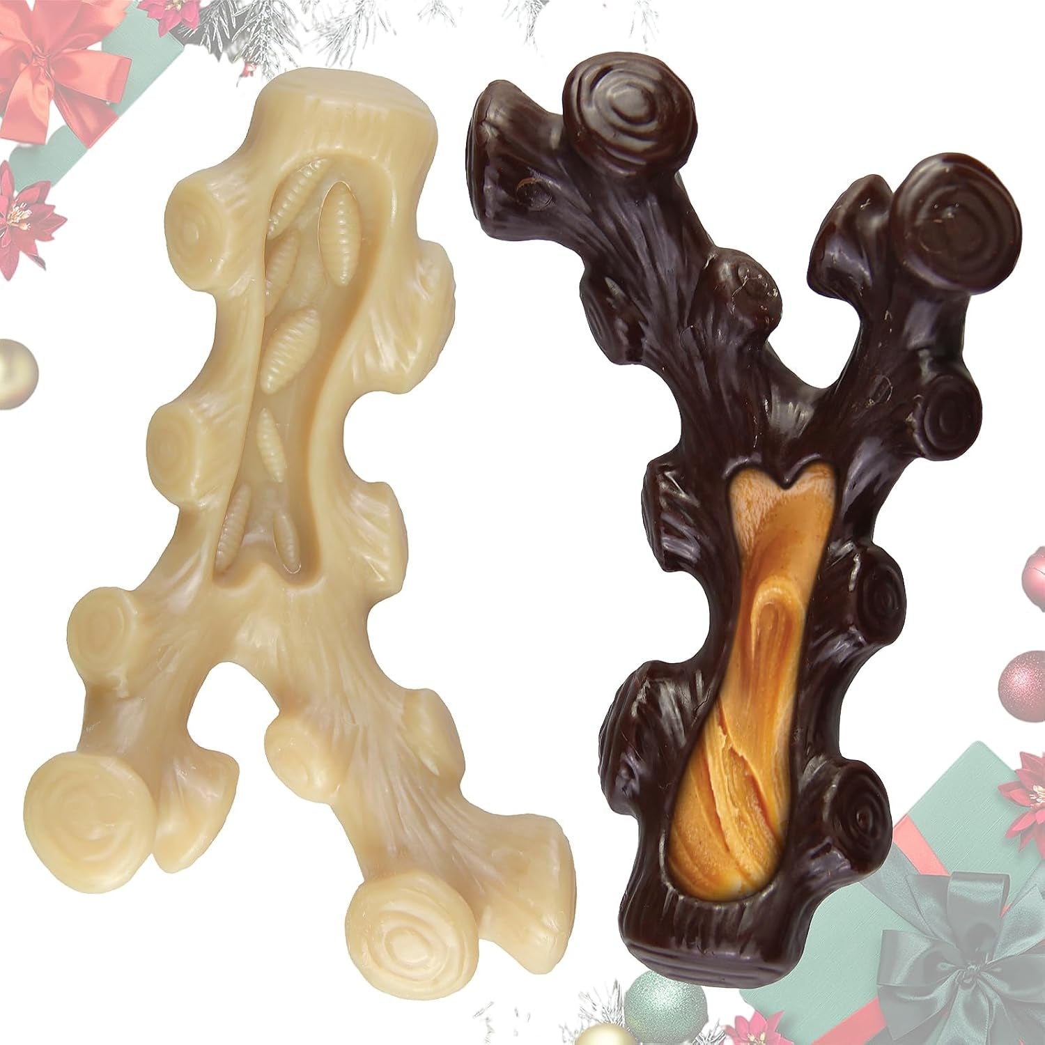 Dog Chew Toys for Aggressive Chewers,2 Indestructible Dog Toys for Medium and Large Breed,Real Bacon Flavored Best Dog Toys to Keep Them Busy, Dog Bones for Teeth Cleaning and Training
