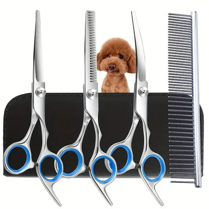 Safe and Precise Professional Pet Grooming Scissors with round Head - Stainless Steel Dog Hair Shears for Effortless Trimming