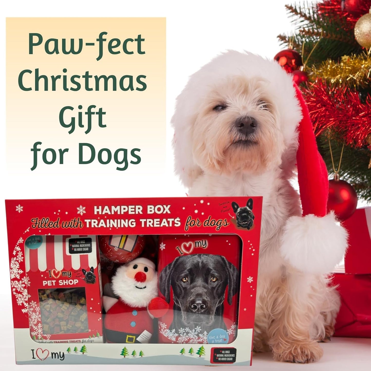 Dog Gift Hamper - 6X 100G Assorted Dogs Treats, 175G Treat, Soft Toy and Tin Can - Gifts for Dogs, Training Treats for Dog