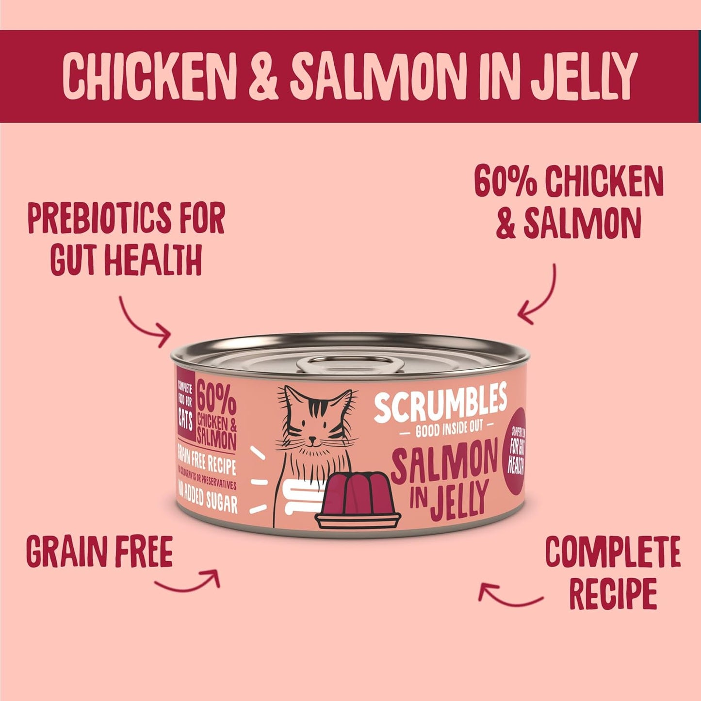 Scrumbles Natural Wet Cat Food, Salmon in Jelly 18X 80G