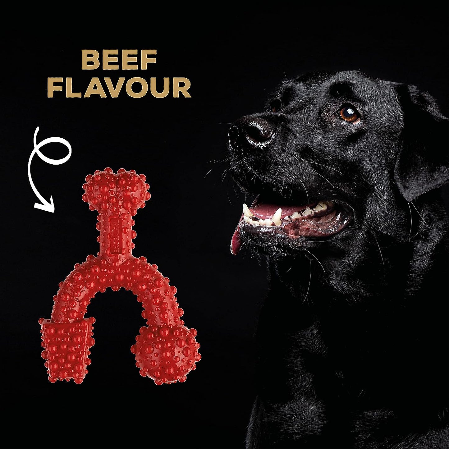 Tastybone Triobone Nylon Dog Chew Toy for Large Dogs (Beef) - Indestructible for Aggressive Chewers, Everlasting Flavour, Strong Healthy Teeth, Made in the UK