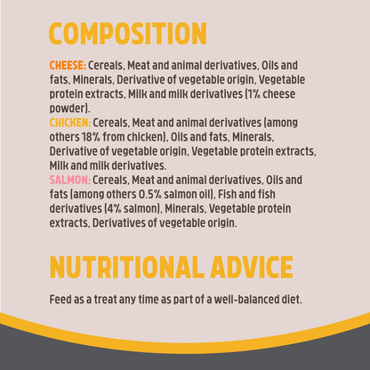 Rosewood Daily Eats Crunchy Cushions Variety Box - Chicken, Cheese, and Salmon Treats for Cats, Tasty Cat Treats with Taurine, Added Vitamins and Minerals, Small Bite Sized Cat Snacks (12Pc, 720G Box)