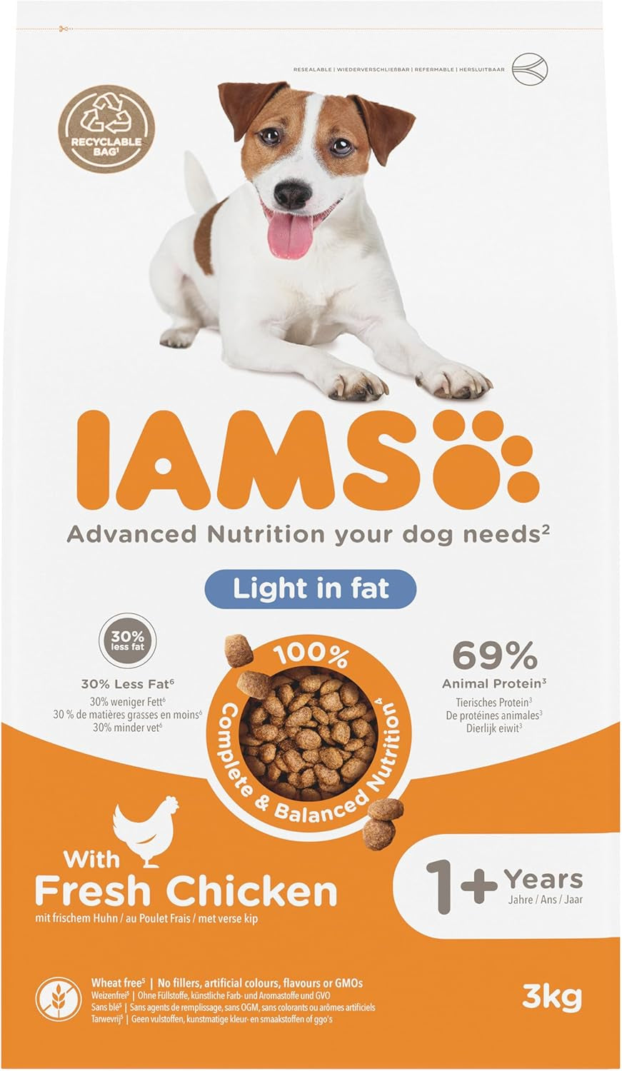 Light in Fat Complete Dry Dog Food Chicken 3Kg - 30% Lower Fat Formula