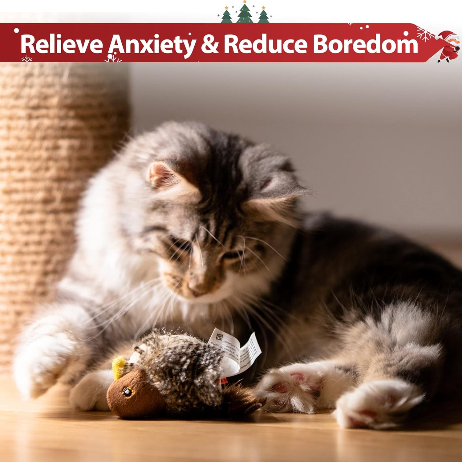 Gigwi Chirping Bird Cat Toys Realistic Bird Plush Toy - Perfect Melody Chaser Cat Toys for Bored Indoor Adult Cats, Best Gift for Birthday, Thanksgiving, Christmas, New Year