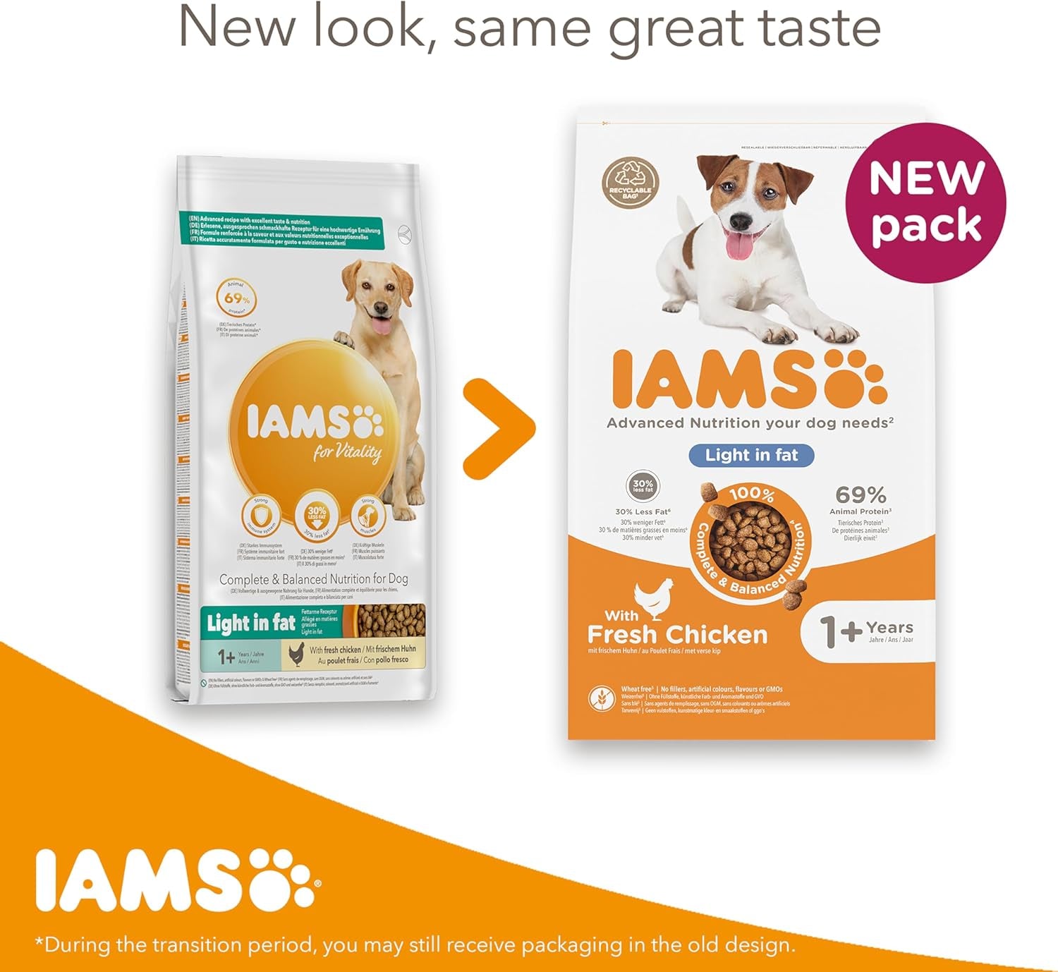 Light in Fat Complete Dry Dog Food Chicken 3Kg - 30% Lower Fat Formula