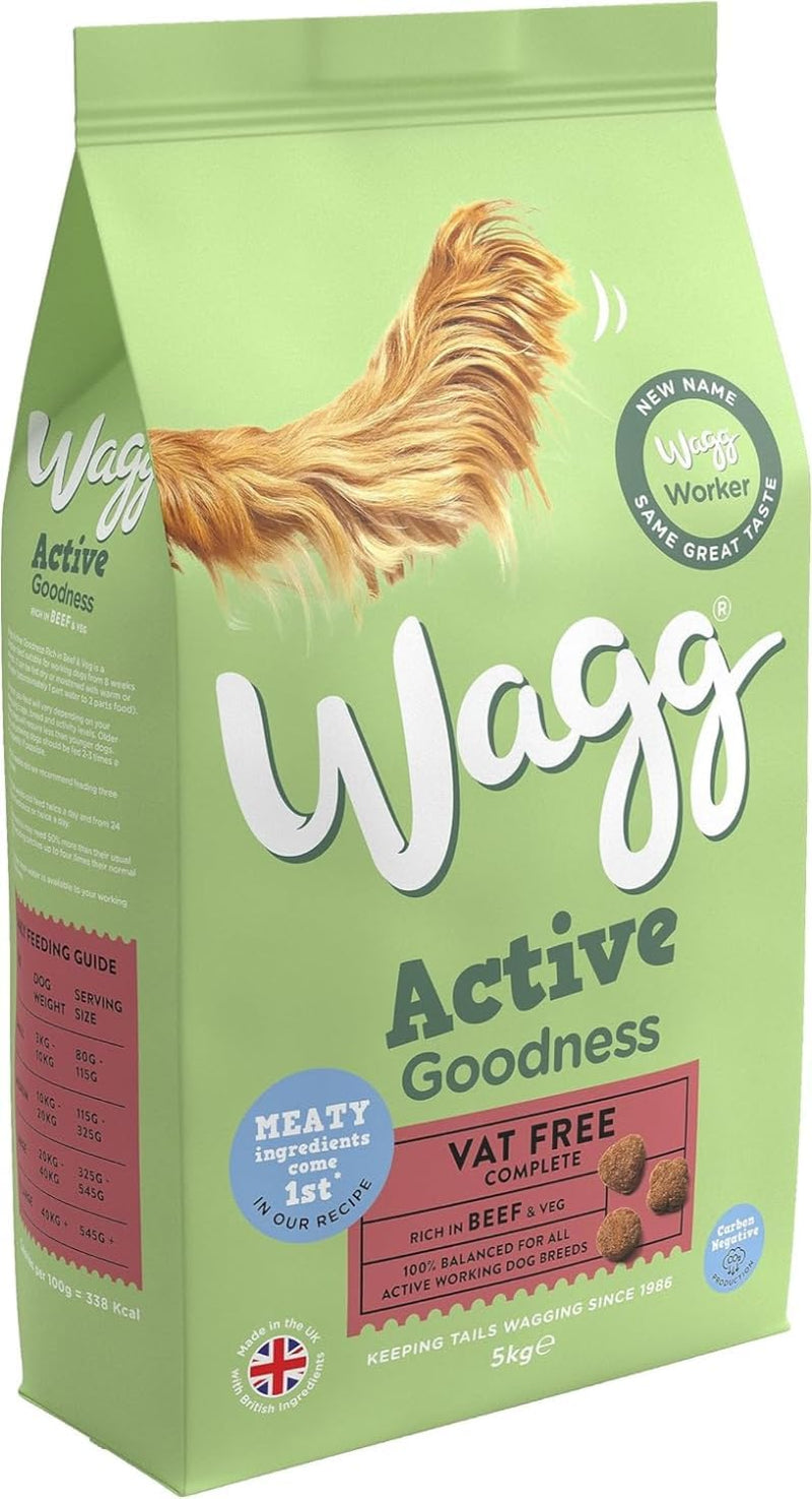 Active Goodness Complete Dry Adult Dog Food Beef & Veg 1Kg (Pack of 5) - for All Active Working Dog Breeds