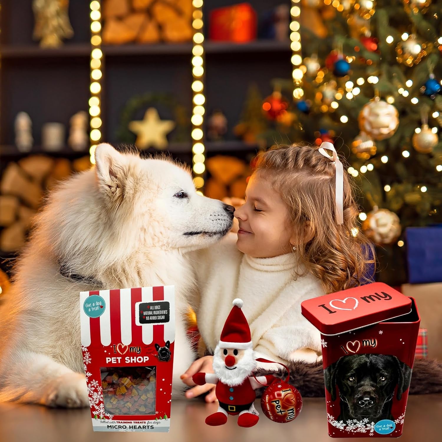 Dog Gift Hamper - 6X 100G Assorted Dogs Treats, 175G Treat, Soft Toy and Tin Can - Gifts for Dogs, Training Treats for Dog