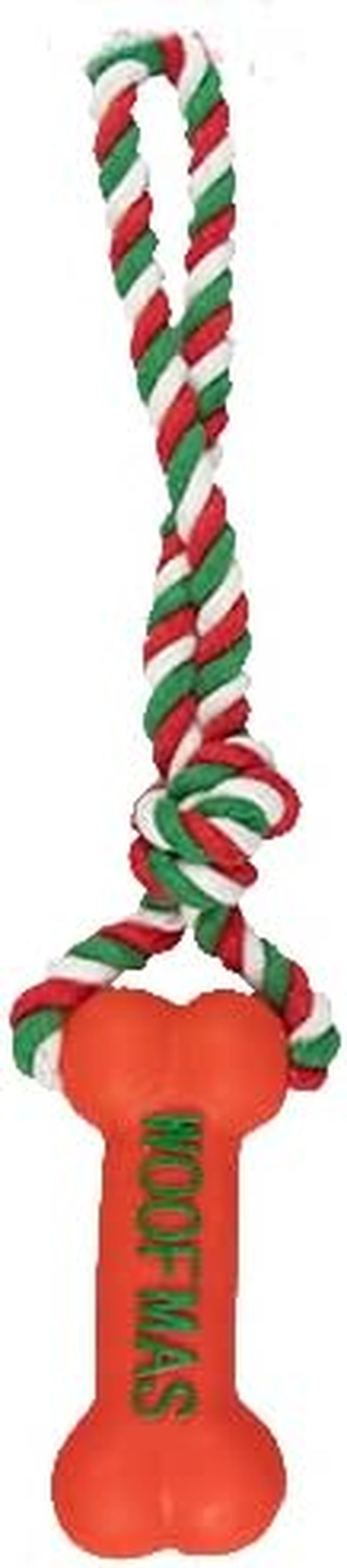 Christmas Dog Rope Toy | Toy Xmas Present Gift | Interactive Chew Toy | for Dog Teeth Cleaning (Red-Woofmas)