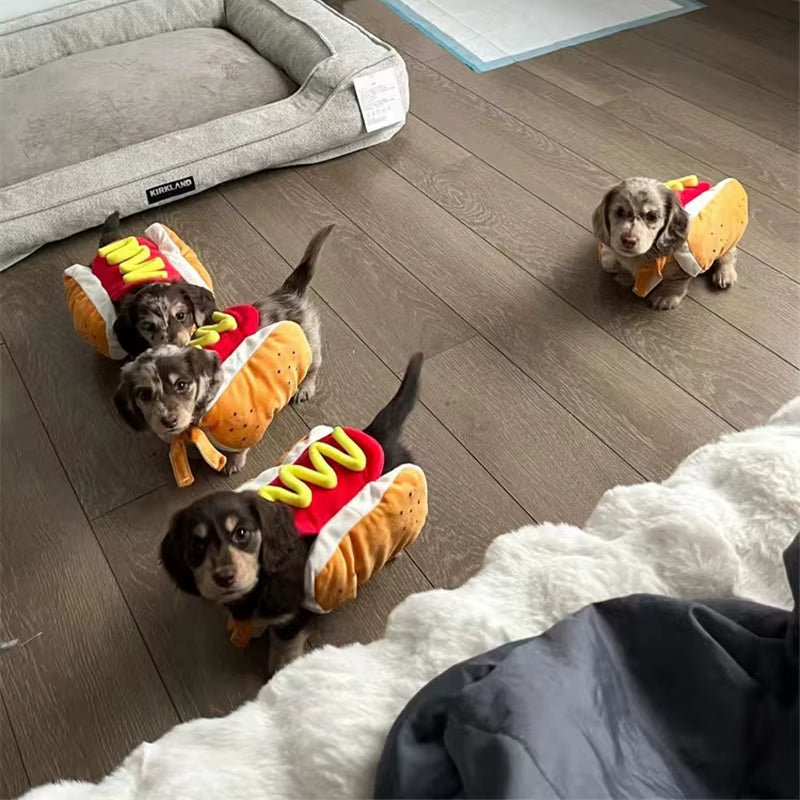 Funny Halloween Dog Costumes Hot Dog Shaped Dachshund Sausage Adjustable Clothes Pet Apparel Dressing up Cat Party Costume Suit