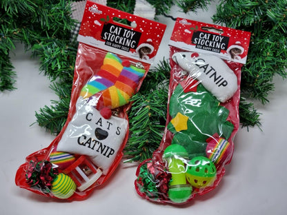 2Pk Christmas Cat Stocking Kitten Toy Pet Gift Present Games Toy Prefilled Treats/Toys