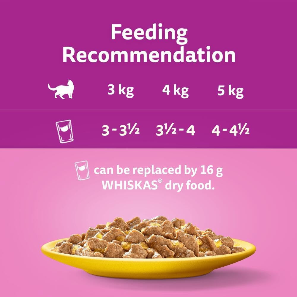 Wishkas  1+ Adult Wet Cat Food Pouches - 40 X 85 G - Poultry Selection - Bulk Cat Food Megapack - 40 Jelly Pouches