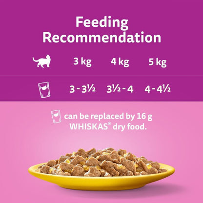 Wishkas  1+ Adult Wet Cat Food Pouches - 40 X 85 G - Poultry Selection - Bulk Cat Food Megapack - 40 Jelly Pouches