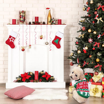 2PCS Dog Christmas Sweaters Red Green Pet Clothes Outfits Winter Cat Costume New Year Clothing Accessories for Puppy Kitten Small Medium Dogs Cats