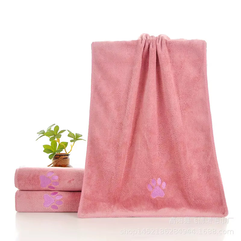 35*75Cm/50*100Cm Microfiber Pet Bath Towel Embroidered Super Soft Absorbent Cat for Dogs Grooming Supplies