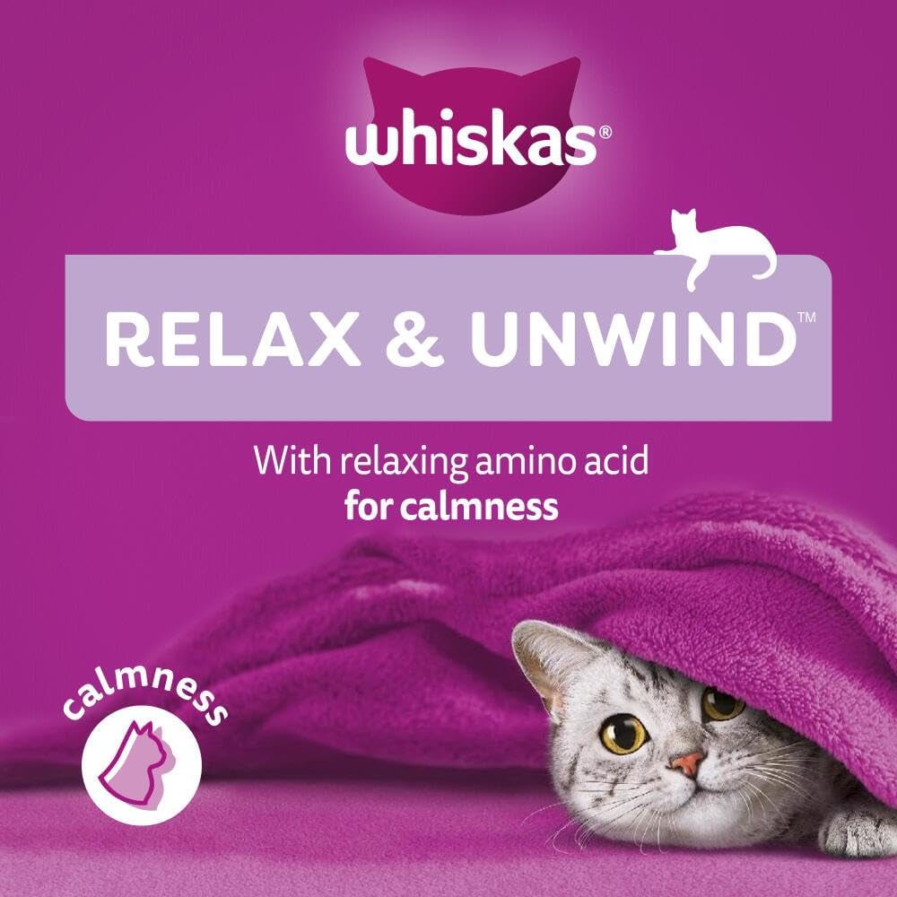 Whiskas Relax and Unwind - Cat Treats - Small Bite Size Snacks with Chicken Filling - 8 X 45 G