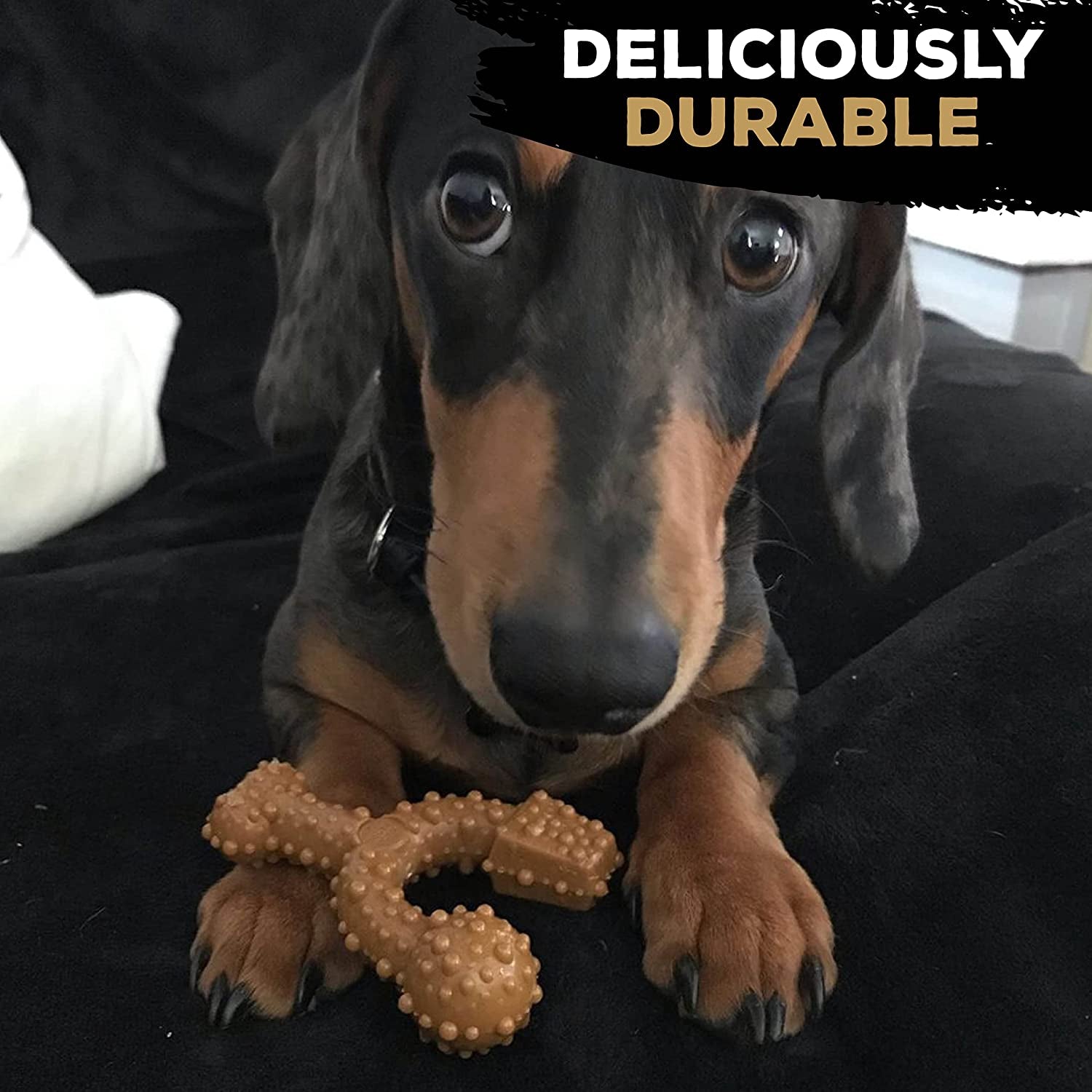 Tastybone Triobone Nylon Dog Chew Toy for Toy Dogs (Peanut Butter) - Indestructible for Aggressive Chewers, Everlasting Flavour, Strong Healthy Teeth, Made in the UK