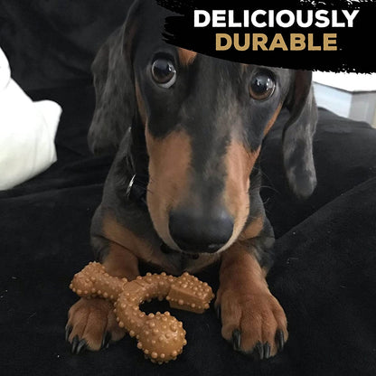 Tastybone Triobone Nylon Dog Chew Toy for Toy Dogs (Peanut Butter) - Indestructible for Aggressive Chewers, Everlasting Flavour, Strong Healthy Teeth, Made in the UK