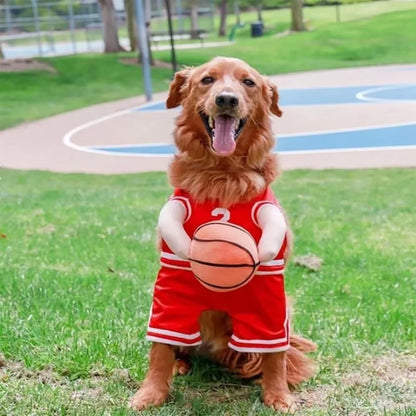 Cute Dog Basketball Costume Halloween Cosplay S/M/L Pet Decoration Clothes Holding Ball Breathable Puppy Player Costume Funny
