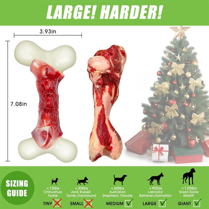 Dog Toys for Aggressive Chewers, Indestructible Dog Toys for Large Dogs, Real Bacon Flavored, Dog Bones for Medium/Large Breed Dogs, Dog Chew Toys to Keep Them Busy