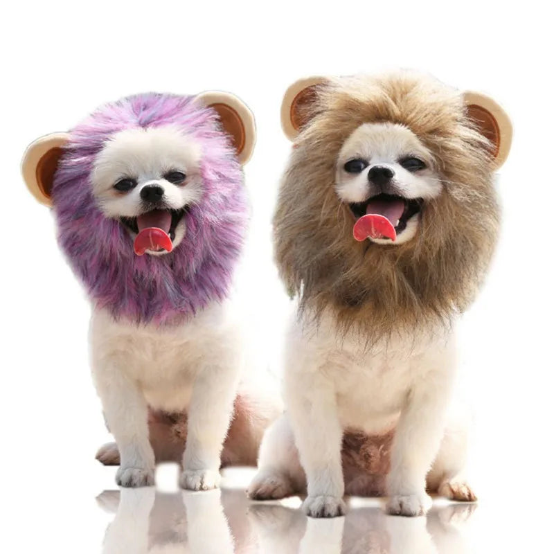 Halloween Pet Dog Lion Mane Wig Hair Christmas Dog Wig Hair Costume Fancy Party Dress Cosplay Funny Hat Cap Pet Dress Up