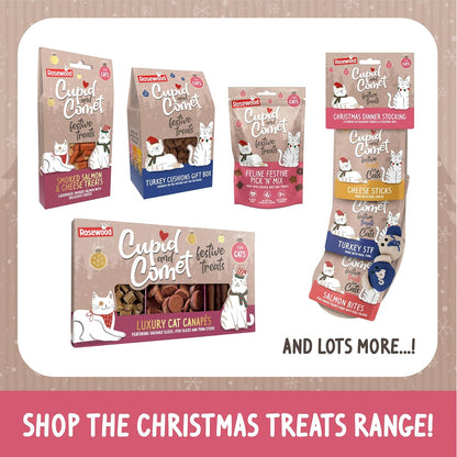 Cupid & Comet Smoked Salmon and Cheese Cat Treats - Made with Real Meat, Luxury Treats for Cats, Small Bite Sized Cat Snacks, Festive for Cats (70G)