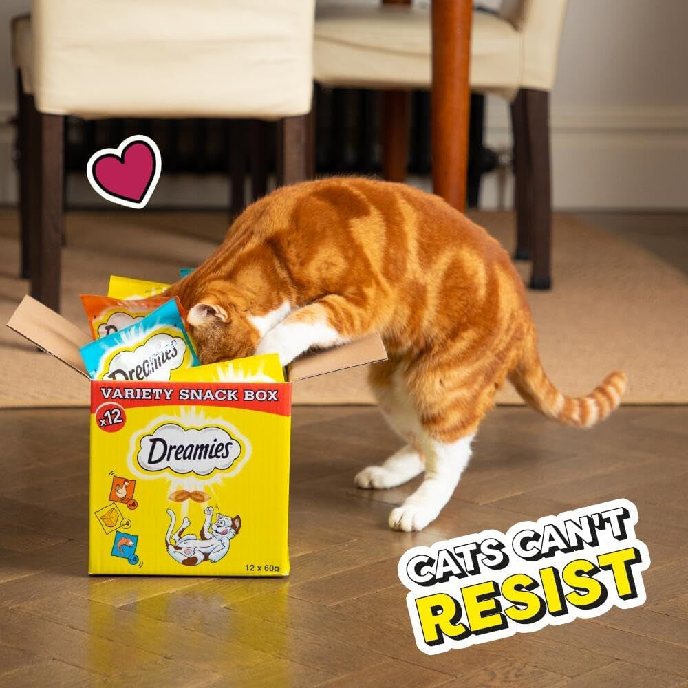 Dreamies Cat Treats, Tasty Snacks with Tempting Chicken, 8 Pouches of 60 G