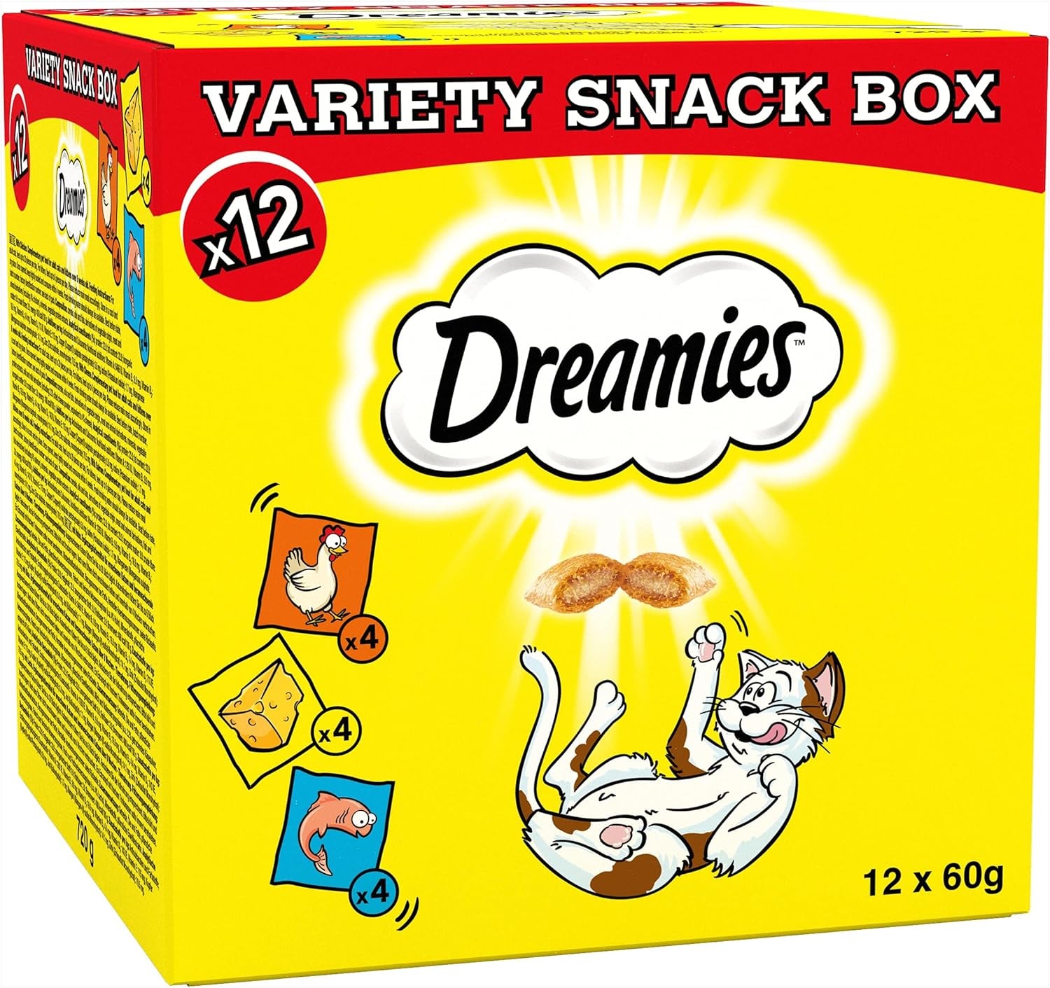 Dreamies Cat Treats - 12 X 60G - Multipack Biscuits - Variety Snack Box - 12 Pouches