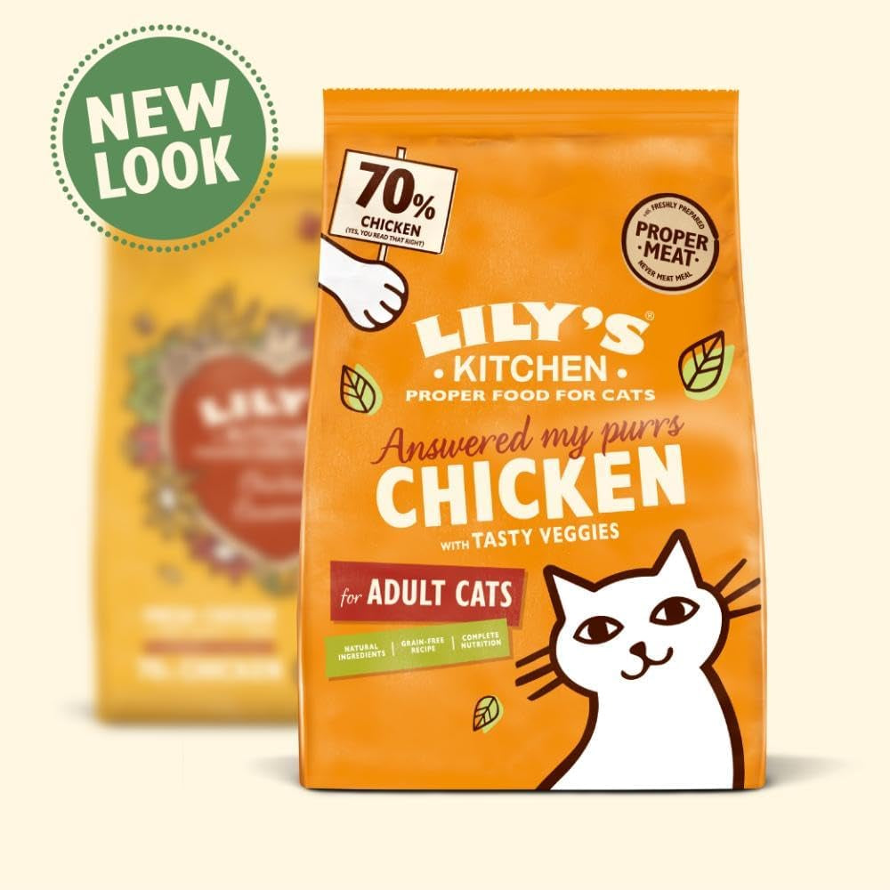 Made with Natural Ingredients Adult Dry Cat Food Bag Chicken with Veggies Grain-Free Recipe 2Kg