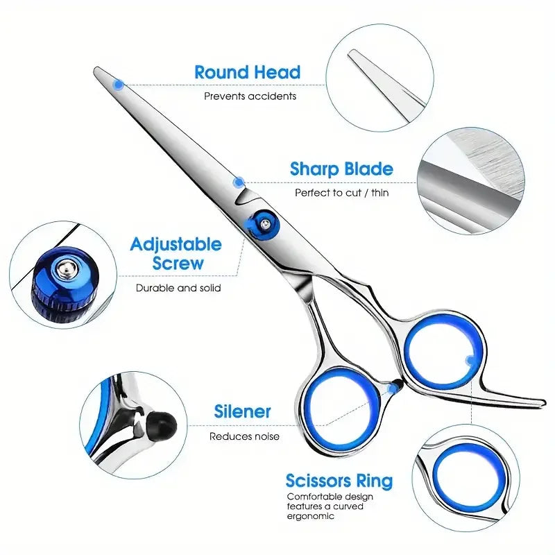 Safe and Precise Professional Pet Grooming Scissors with round Head - Stainless Steel Dog Hair Shears for Effortless Trimming