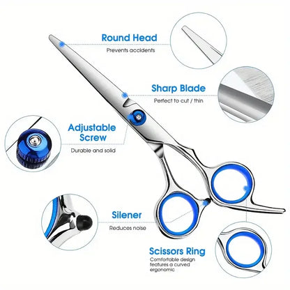 Safe and Precise Professional Pet Grooming Scissors with round Head - Stainless Steel Dog Hair Shears for Effortless Trimming