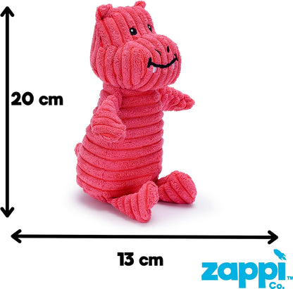 Pink Hippo Dragon Plush Dog Toy with Squeaker – Soft, Durable, Ribbed Design for Play, Perfect for Small and Medium Dogs. Ideal for Interactive Play and Enjoyment.