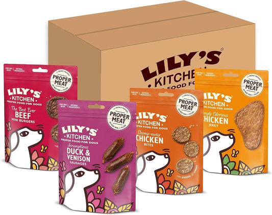 Natural Dog Treats Multipack - Beef Mini Burgers, Duck and Venison Sausages, Chi