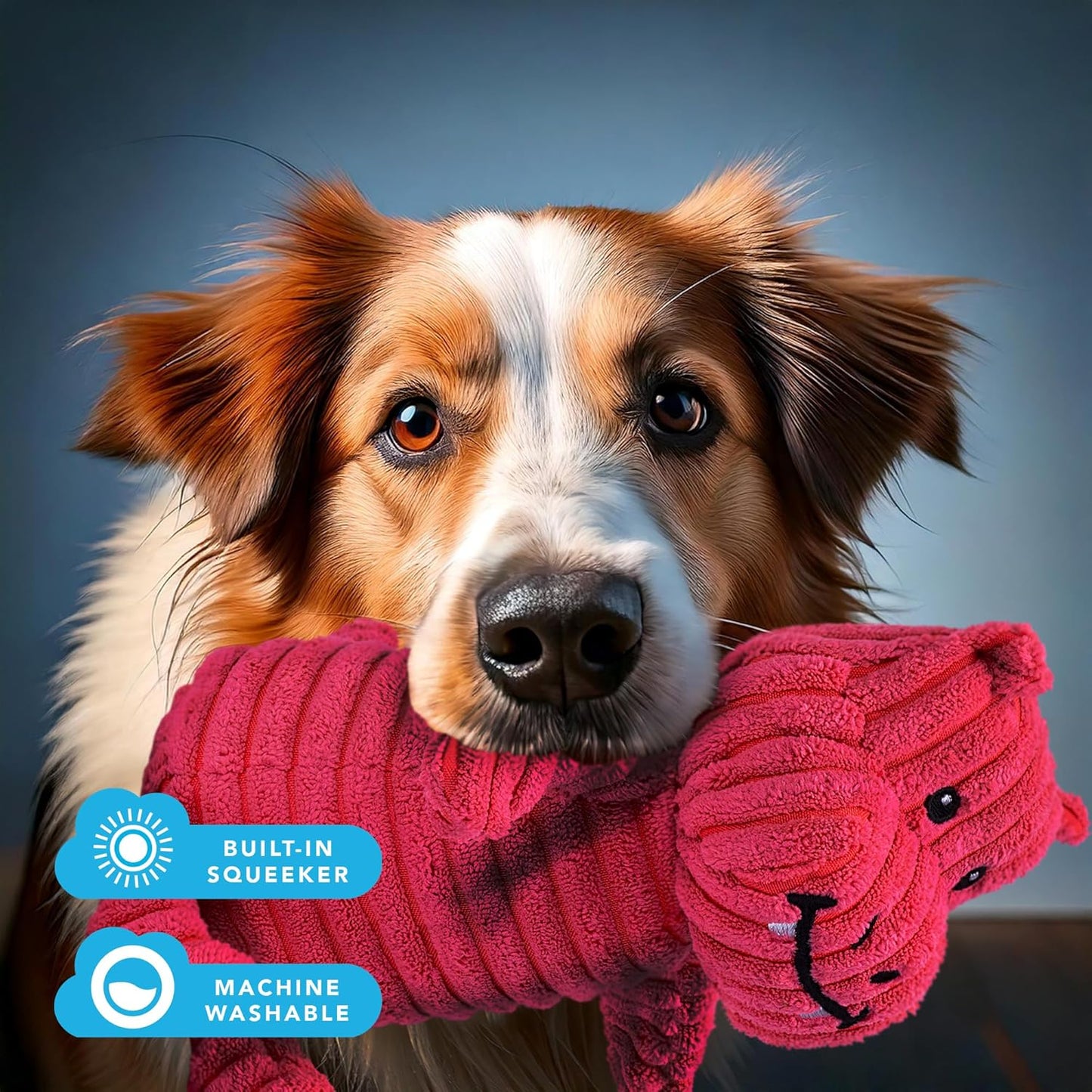 Pink Hippo Dragon Plush Dog Toy with Squeaker – Soft, Durable, Ribbed Design for Play, Perfect for Small and Medium Dogs. Ideal for Interactive Play and Enjoyment.