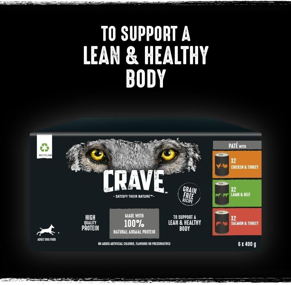 Crave - Complete Dog Wet Food - Grain Free & High Protein Mixed Pate - 6 X 400 G