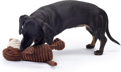 Brown Monkey Plush Dog Toy with Squeaker – Soft, Ribbed Fabric for Chewing and Interactive Play. a Great Choice for Small, Medium, or Large Dogs Playtime with Squeaky Toys