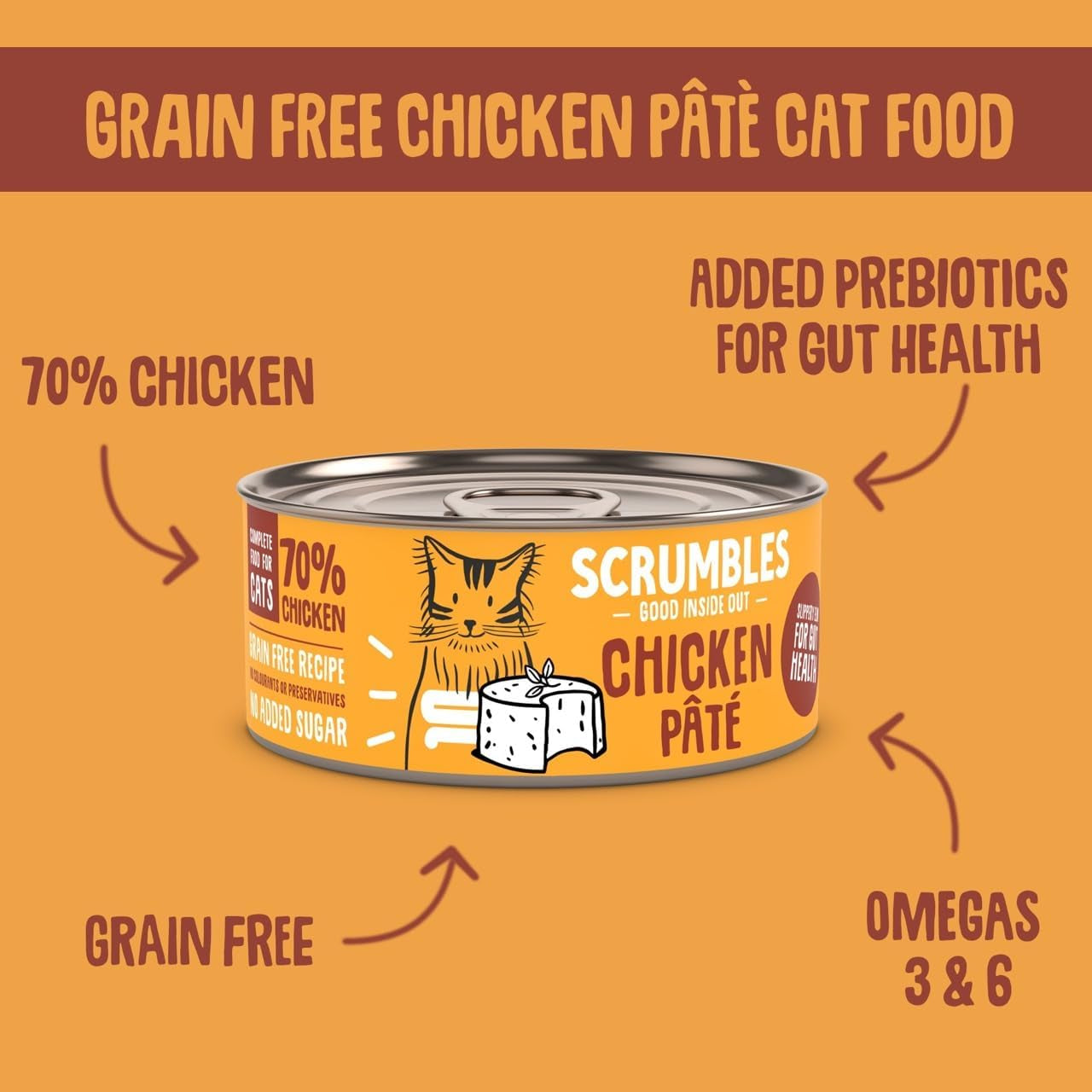 Scrumbles Natural Wet Cat Food, Chicken Pate 18X 80G