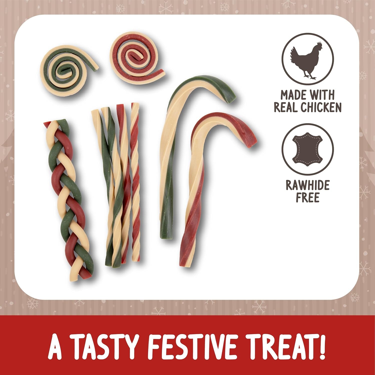 Cupid & Comet Rawhide-Free Festive Dog Treats, Bumper Gift Bag, 280G