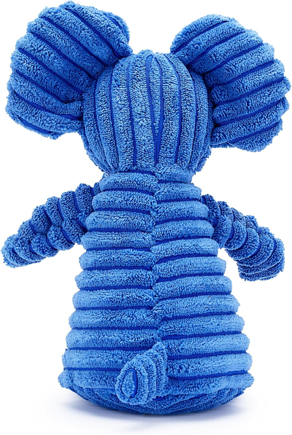 Blue Elephant Plush Dog Toy with Squeaker – Soft, Durable, Ribbed Plush for Cuddling and Play. Perfect for Small and Medium Dogs Who Enjoy a Squeaky Toy for Comfort and Interaction.